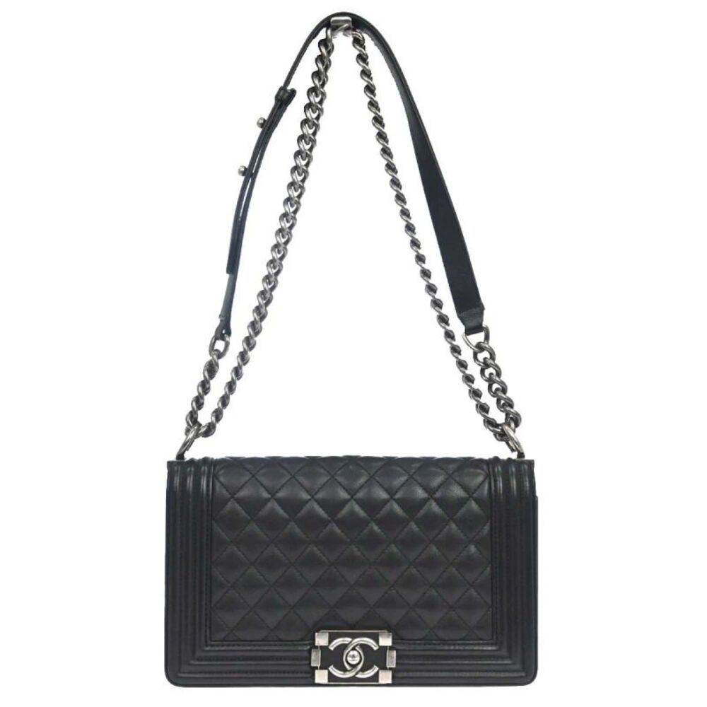 Chanel Boy Flap Quilted Lambskin Black Leather Shoulder Bag Bag